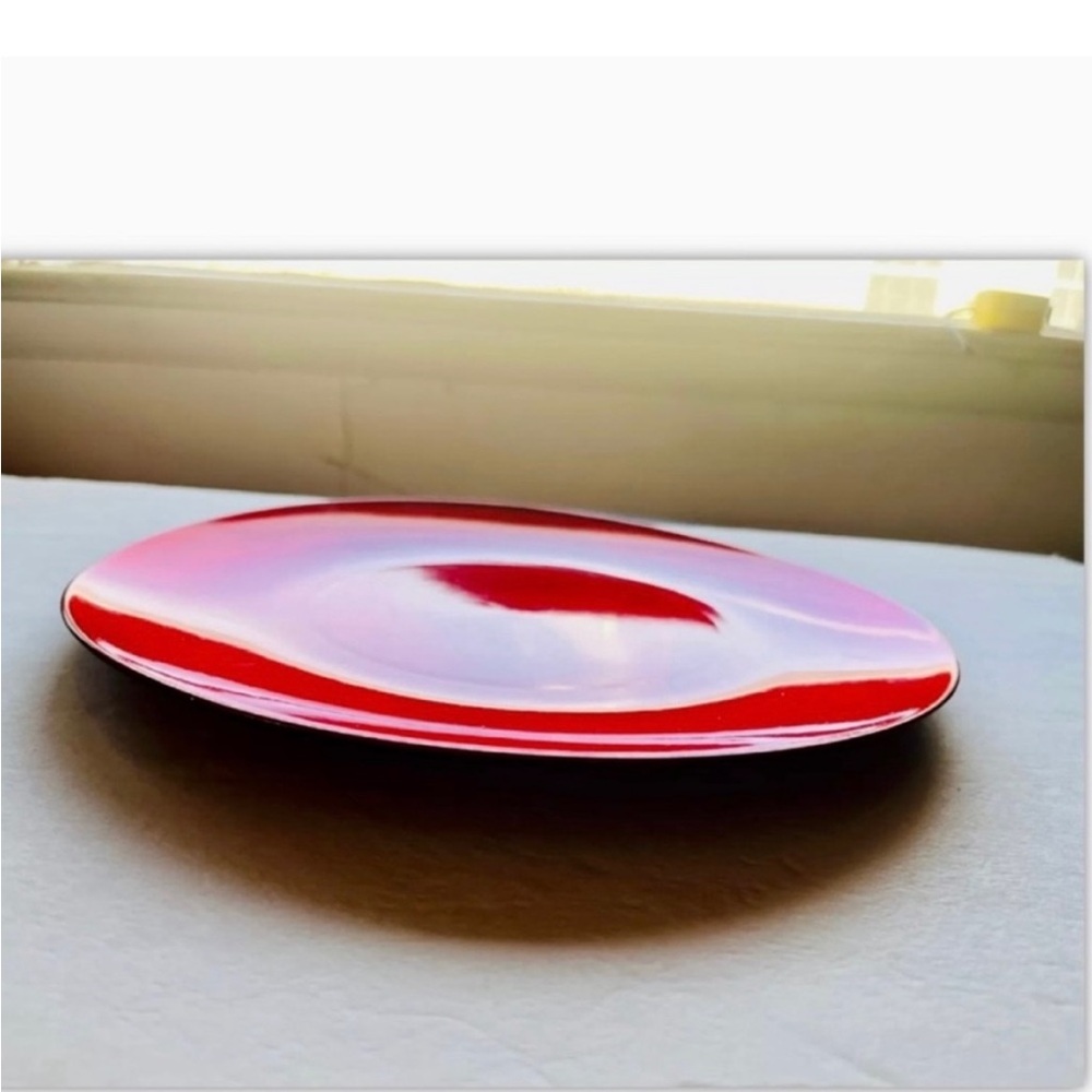 VINTAGE SERVEWARE - Red Round Platter 13” (GREAT FOR THE HOLIDAYS/DECOR)